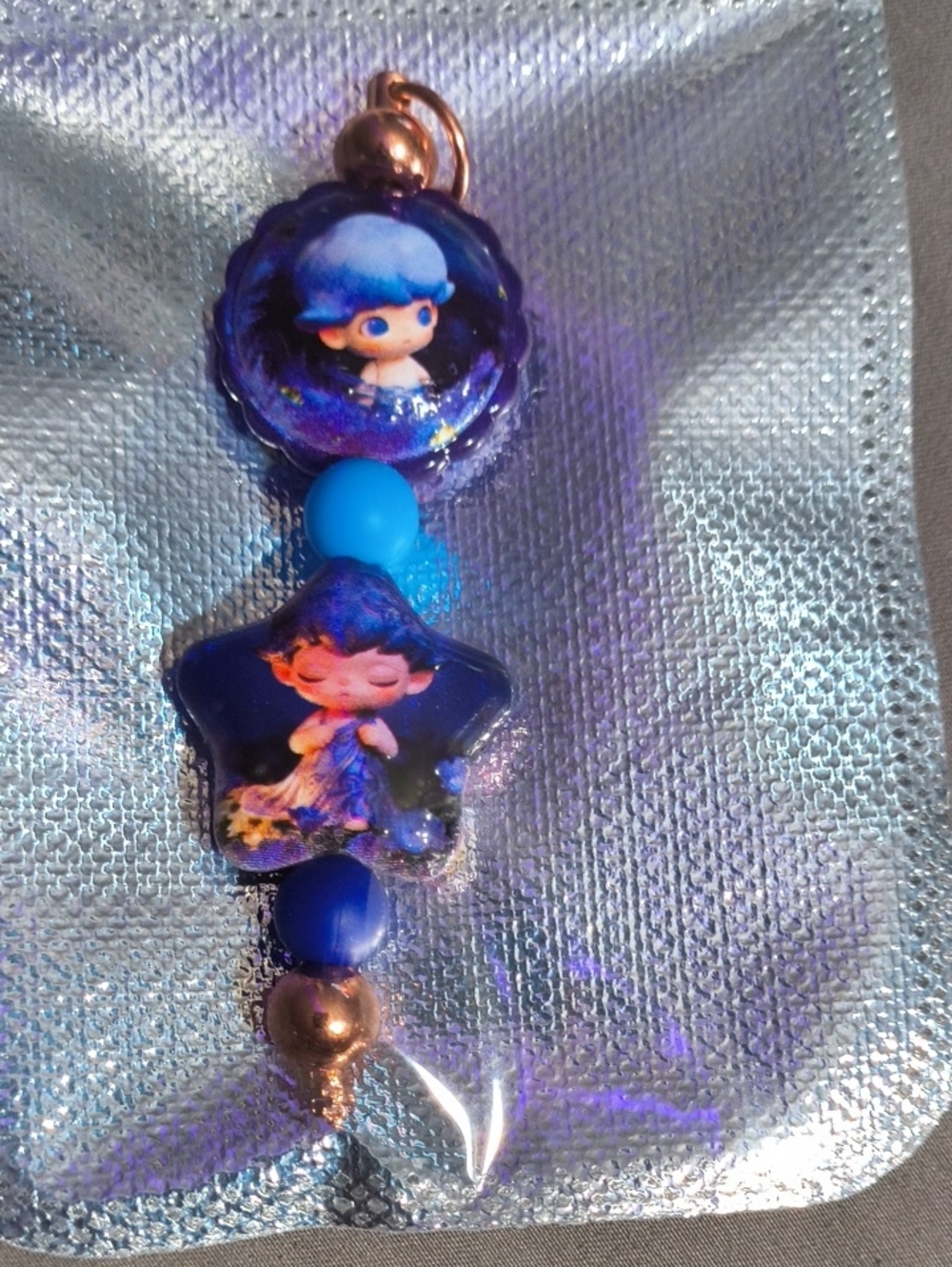 Blue Star Children's Charm Keychain - Cute Character Accessory